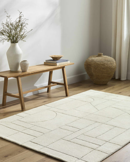 Fusao Off White Area Rug by Boutique Rugs with soft texture and subtle rectangular grid pattern on Tampa Home & Garden Store