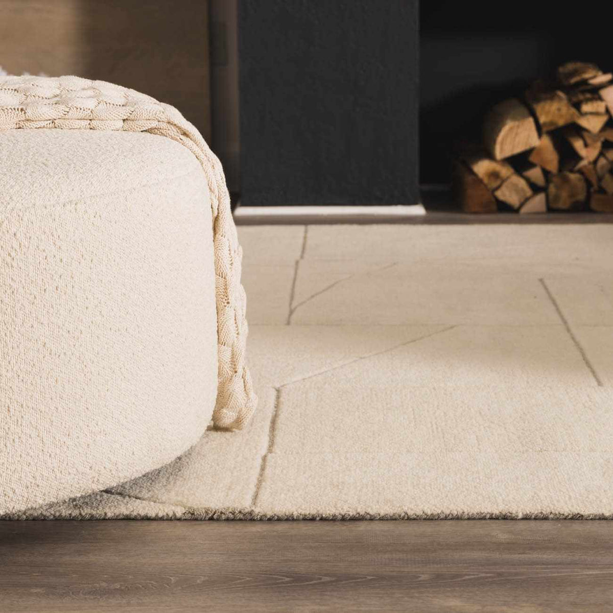Fusao Off White Area Rug clearance by Boutique Rugs, cream plush with textured edge on Tampa Home & Garden Store