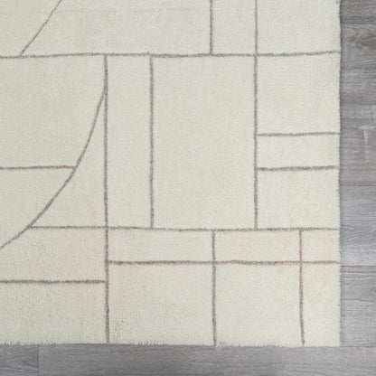Fusao Off White Area Rug by Boutique Rugs with beige grid pattern on Tampa Home & Garden Store