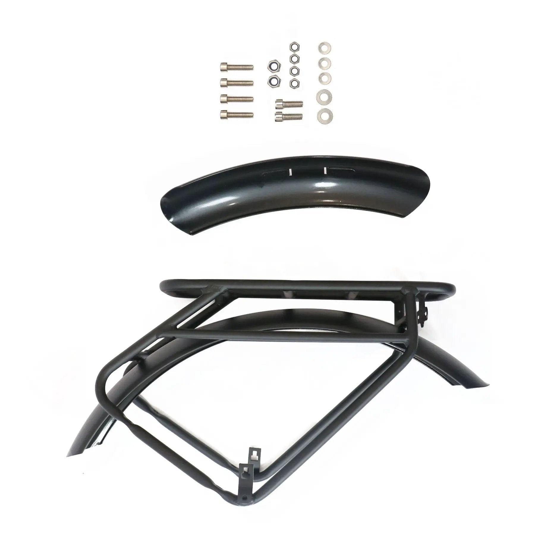 EUNORAU Specter S Rack & Fender Set black rear fender with rack frame and mounting hardware on Tampa Home & Garden Store