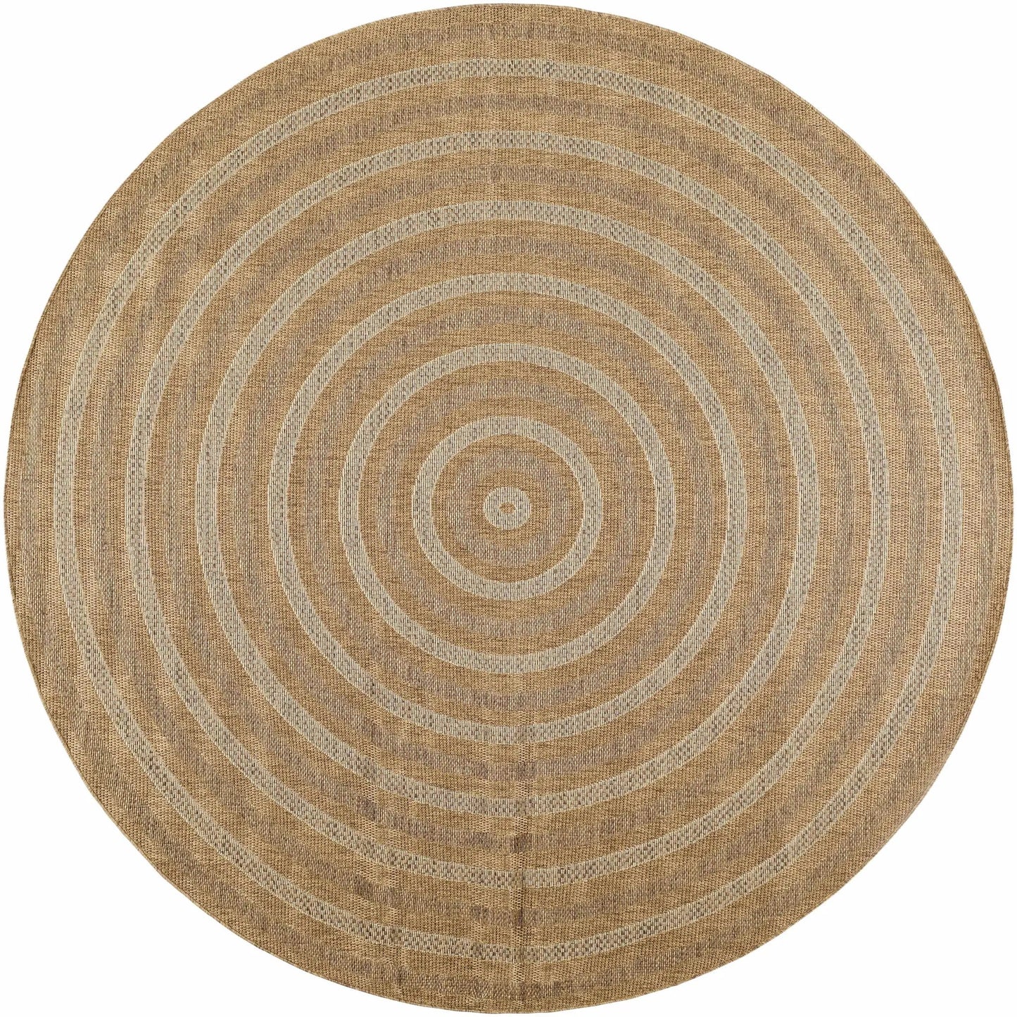 Dyami Flatweave Faux Jute Rug round natural beige with concentric rings on Tampa Home & Garden Store