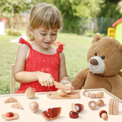 Tiny Land INC Play Food wooden cut and play food set with natural wood pieces for pretend kitchen on Tampa Home & Garden Store