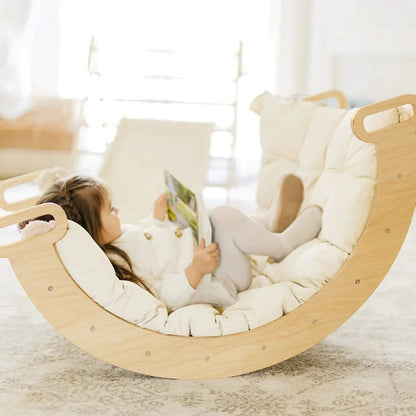 Tiny Land Thick Padded Play Cushion curved wooden frame with cream padding by Tiny Land INC on Tampa Home & Garden Store