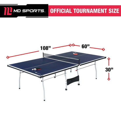 Set oficial de tenis de mesa azul con red, 2 pelotas y 2 palas