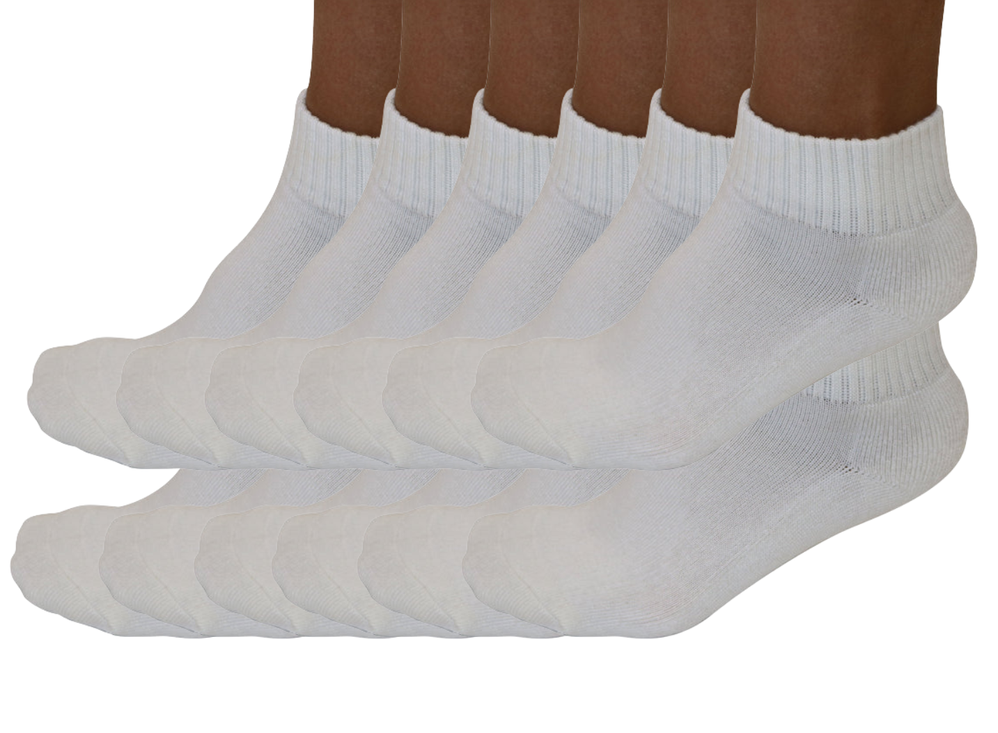 1/4 Crew Bamboo Viscose Socks unisex white 12-pack with ribbed cuffs on Tampa Home & Garden Store