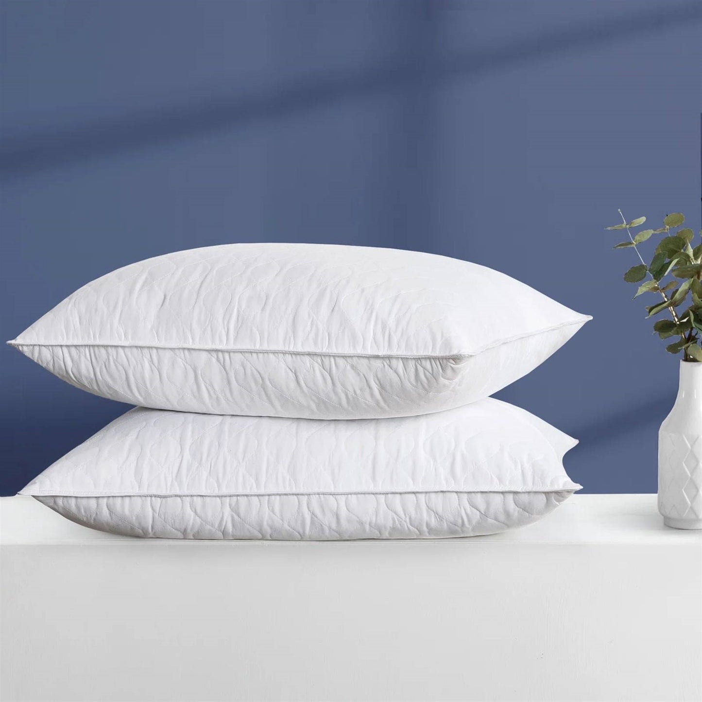 Juego de 2 almohadas lavables a máquina con mezcla de pluma y plumón, tamaño estándar/queen