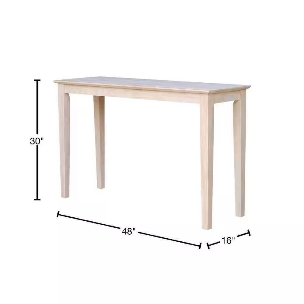 Mesa de sofá consola de madera maciza sin terminar estilo rústico de 1.2 m