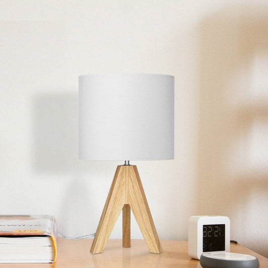 Set of 2 - Scandinavian Style Tripod Desk Lamp with White Linen Drum Shade - Tampa Home & Garden Store