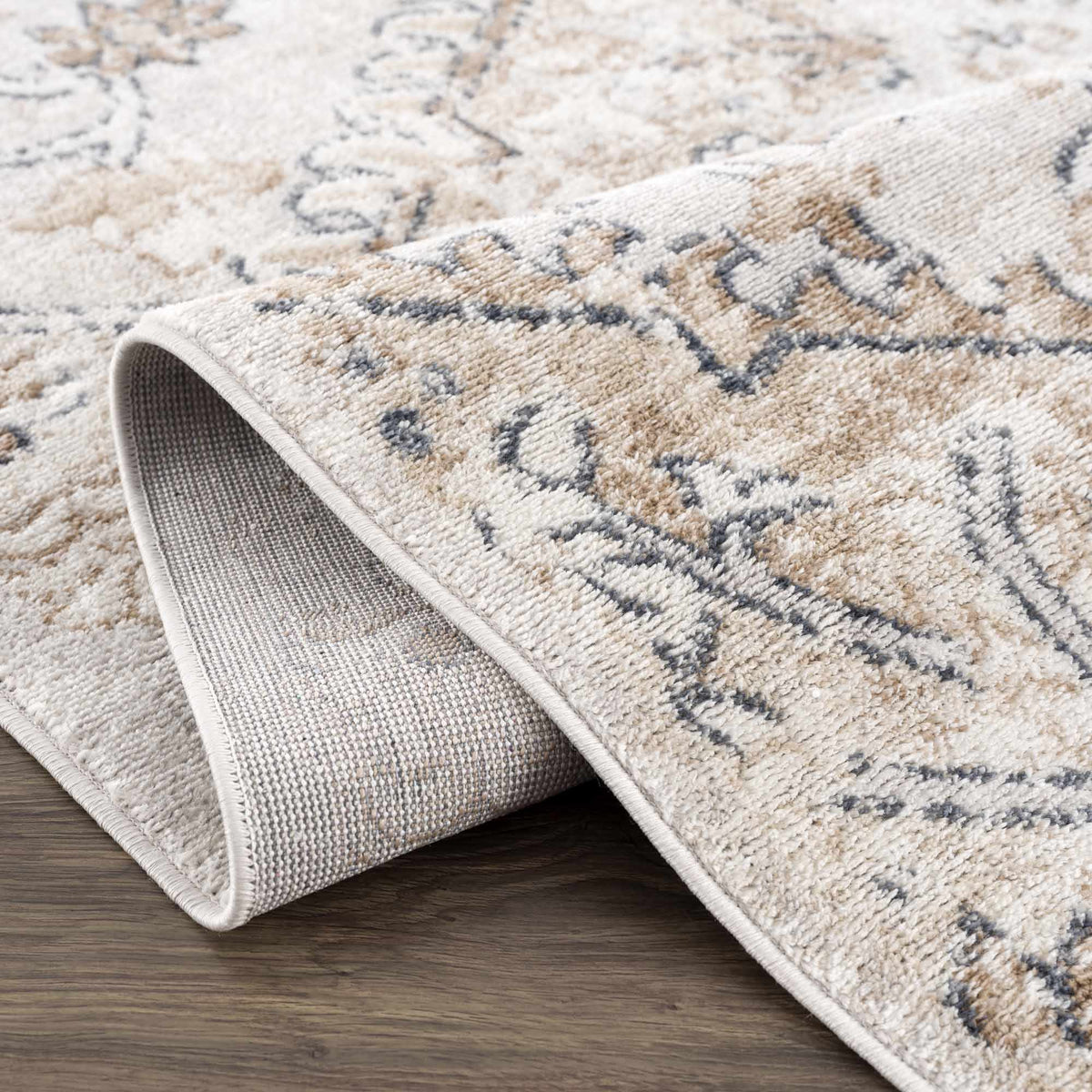 Mudgee Area Rug woven in beige ivory gray with a subtle geometric pattern Boutique Rugs on Tampa Home & Garden Store