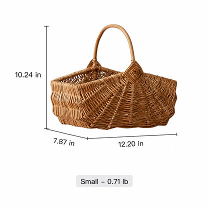 Fan Woven Market Basket RusticReach natural wicker storage with handle 12.20in L x 10.24in H on Tampa Home & Garden Store