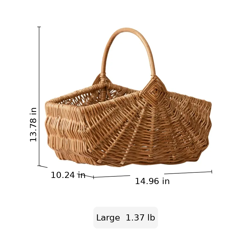 Fan Woven Market Basket by RusticReach, natural wicker, large capacity on Tampa Home & Garden Store
