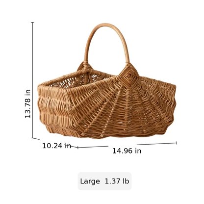 Fan Woven Market Basket by RusticReach, natural wicker, large capacity on Tampa Home & Garden Store