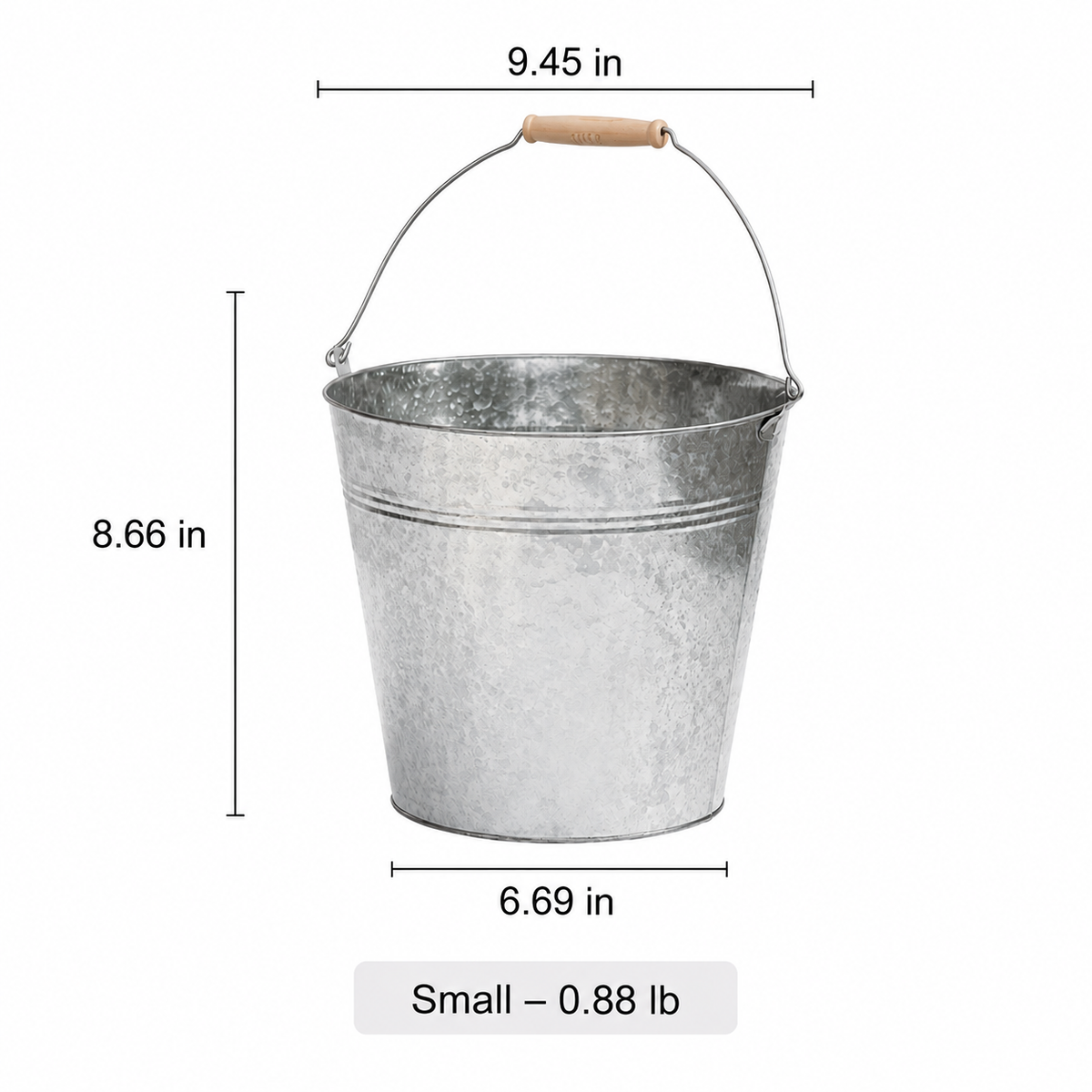 Galvanized bucket planter by RusticReach, metal planter with wooden handle on Tampa Home & Garden Store