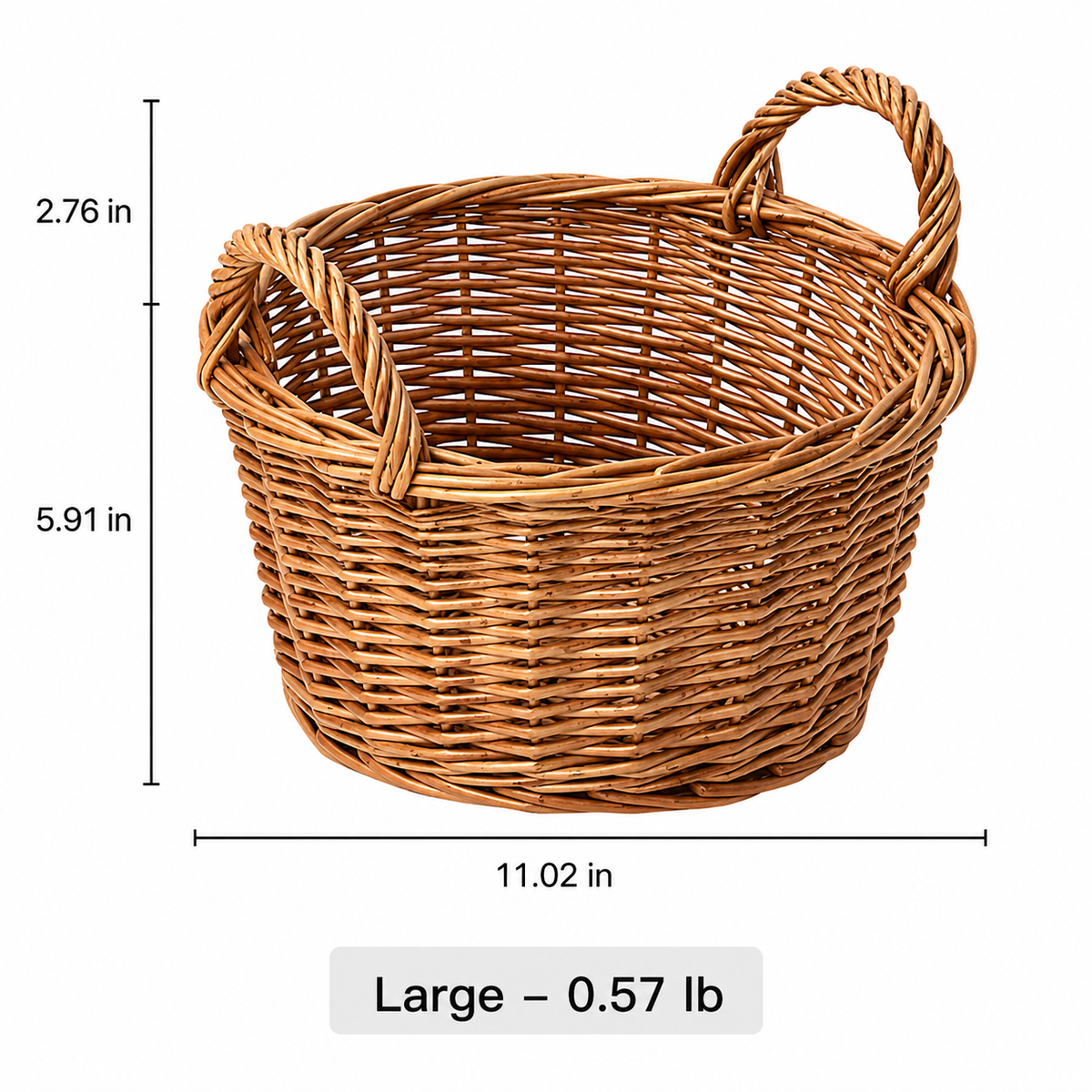 Harvest Loop Wicker Basket by RusticReach, large natural woven storage basket on Tampa Home & Garden Store