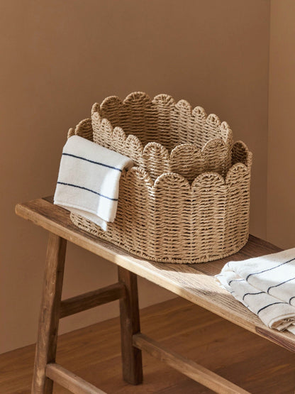 Meadow Scallop Basket natural seagrass storage basket with scalloped edge by RusticReach on Tampa Home & Garden Store