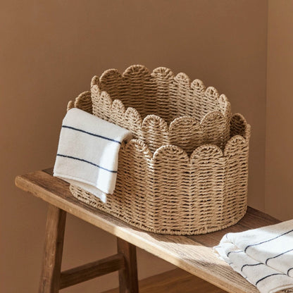Meadow Scallop Basket by RusticReach, natural woven seagrass with scalloped rim on Tampa Home & Garden Store