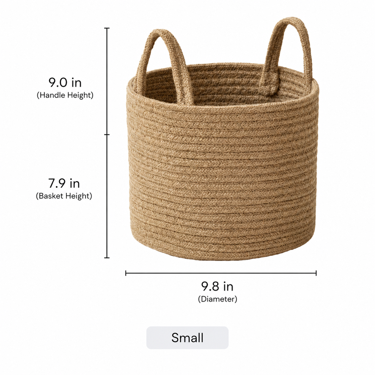 Natural rope laundry basket by RusticReach, round woven with two handles, small on Tampa Home & Garden Store
