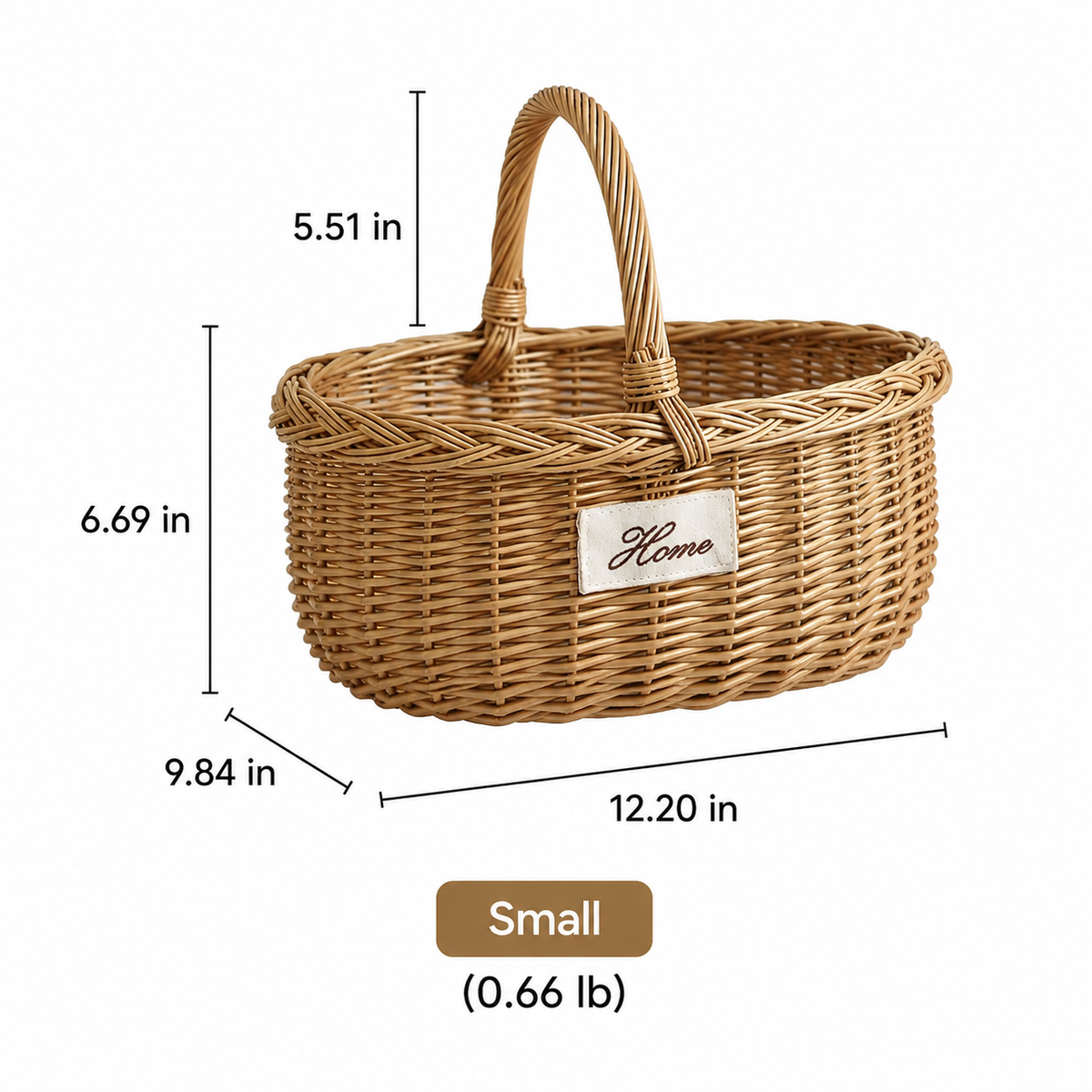 Orchard Market Basket natural wicker storage basket with woven handle small size 12.2in on Tampa Home & Garden Store