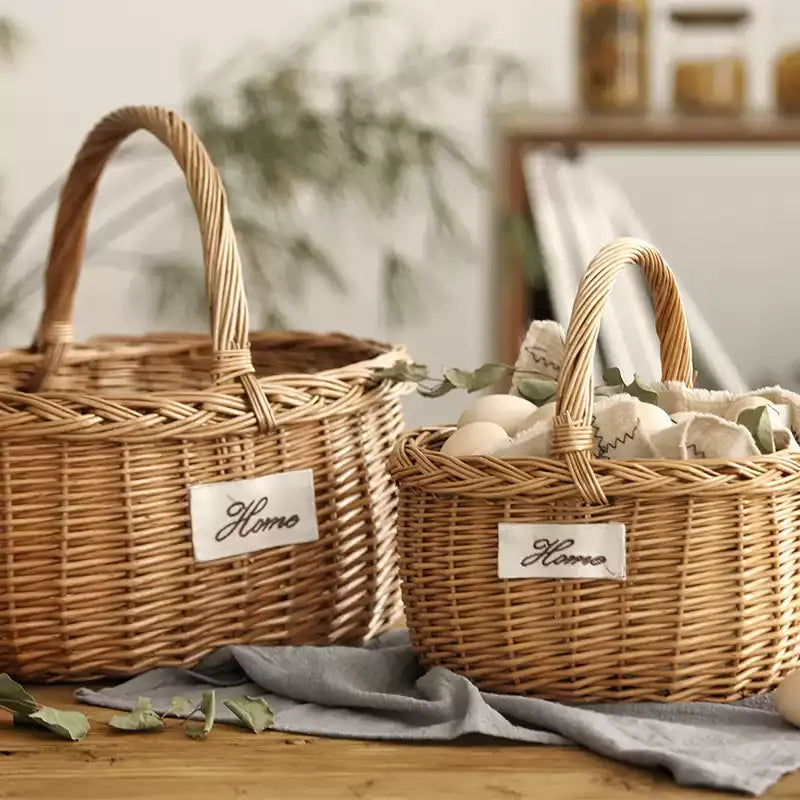 Orchard Market Basket set of two natural wicker storage baskets by RusticReach on Tampa Home & Garden Store