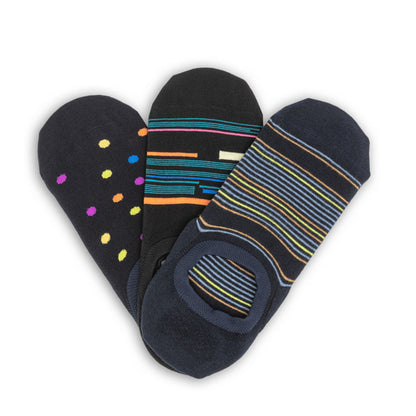 DeadSoxy SS22 No-Show Sock 3-Pack A footie socks in polka-dot and color-striped patterns on Tampa Home & Garden Store