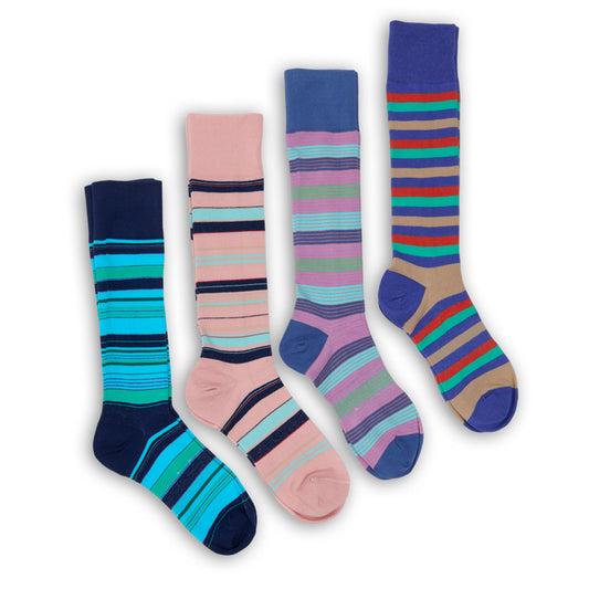Spectrum Stripes dress sock bundle by DeadSoxy, 5-pair colorful striped boardroom socks on Tampa Home & Garden Store