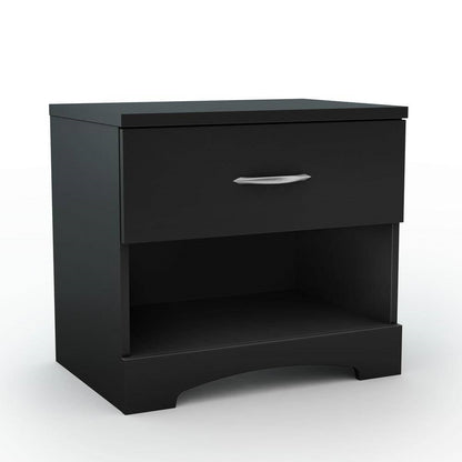 Mesa de Noche Moderna de 1 Cajón con Almacenamiento en Color Negro