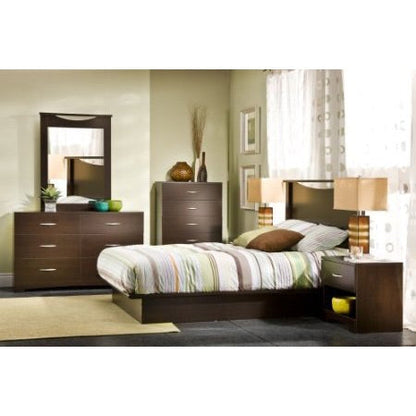 Cómoda moderna de 6 cajones para dormitorio en acabado de madera chocolate