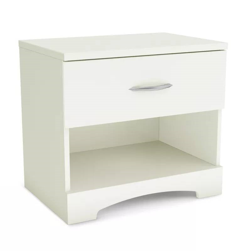 Mesita de Noche Moderna con 1 Cajón y Almacenamiento en Blanco