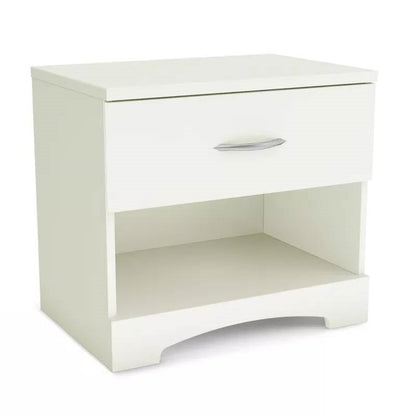 Mesita de Noche Moderna con 1 Cajón y Almacenamiento en Blanco