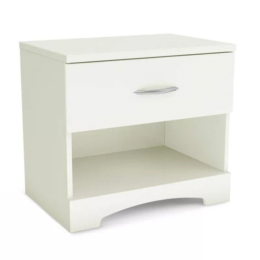 Mesita de Noche Moderna con 1 Cajón y Almacenamiento en Blanco