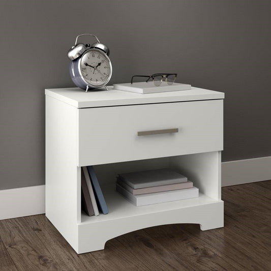 Mesita de Noche Moderna con 1 Cajón y Almacenamiento en Blanco