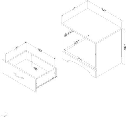 Mesita de Noche Moderna con 1 Cajón y Almacenamiento en Blanco