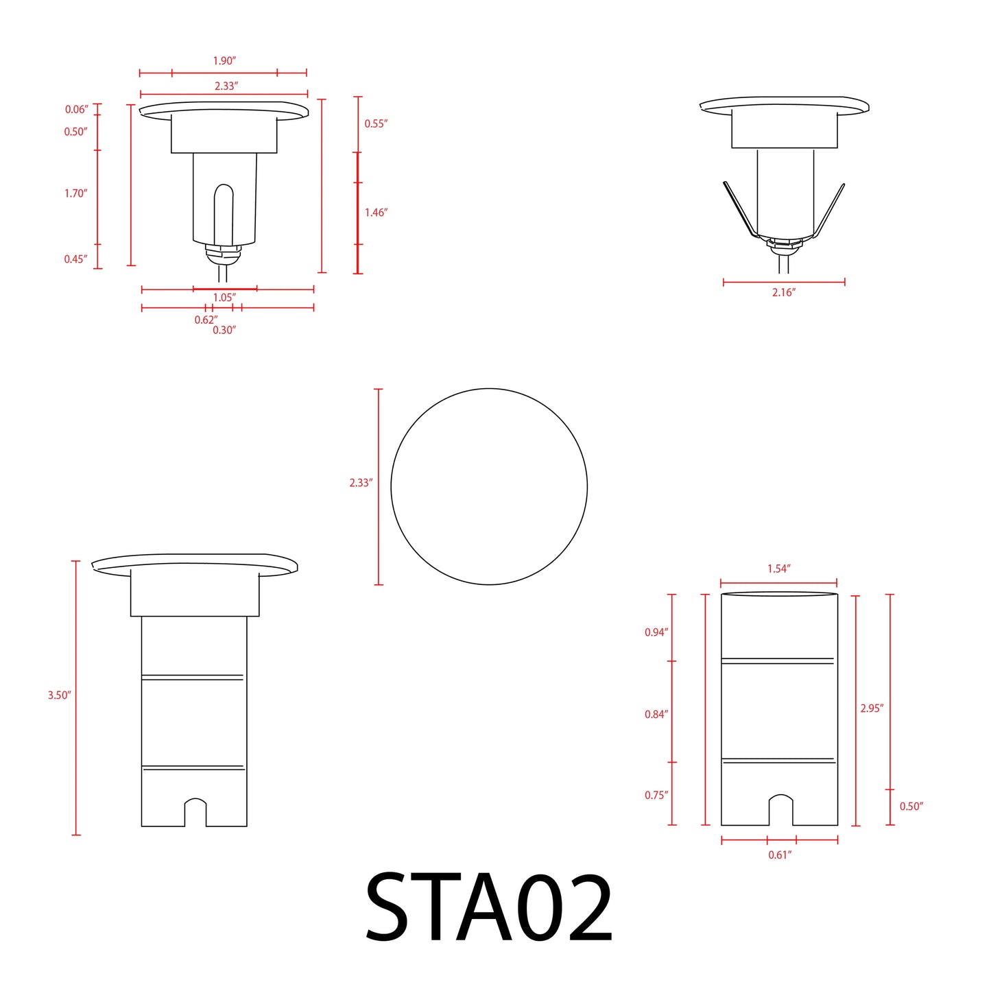 STA02 3W LED Low Voltage Round Brick Paver Light Outdoor Step Light