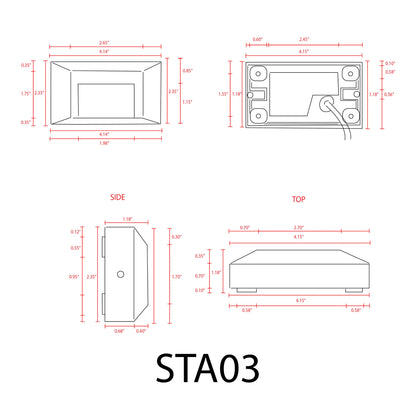 Luz LED rectangular para escaleras o cubiertas de aluminio fundido de bajo voltaje STA03 de 4 W para montaje en superficie