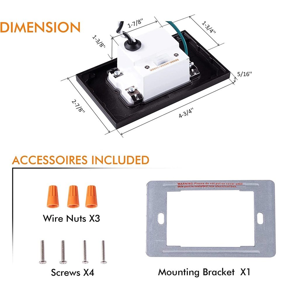 Luminaria LED rectangular para escaleras, horizontal, resistente al agua, 3 W, 3 CCT, STA07