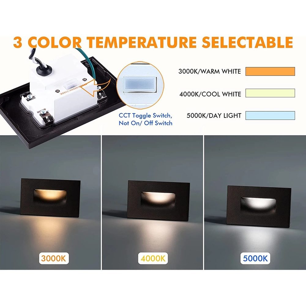 STA07 3W 3CCT Rectangular Waterproof Horizontal LED Stairs Step Light Fixture