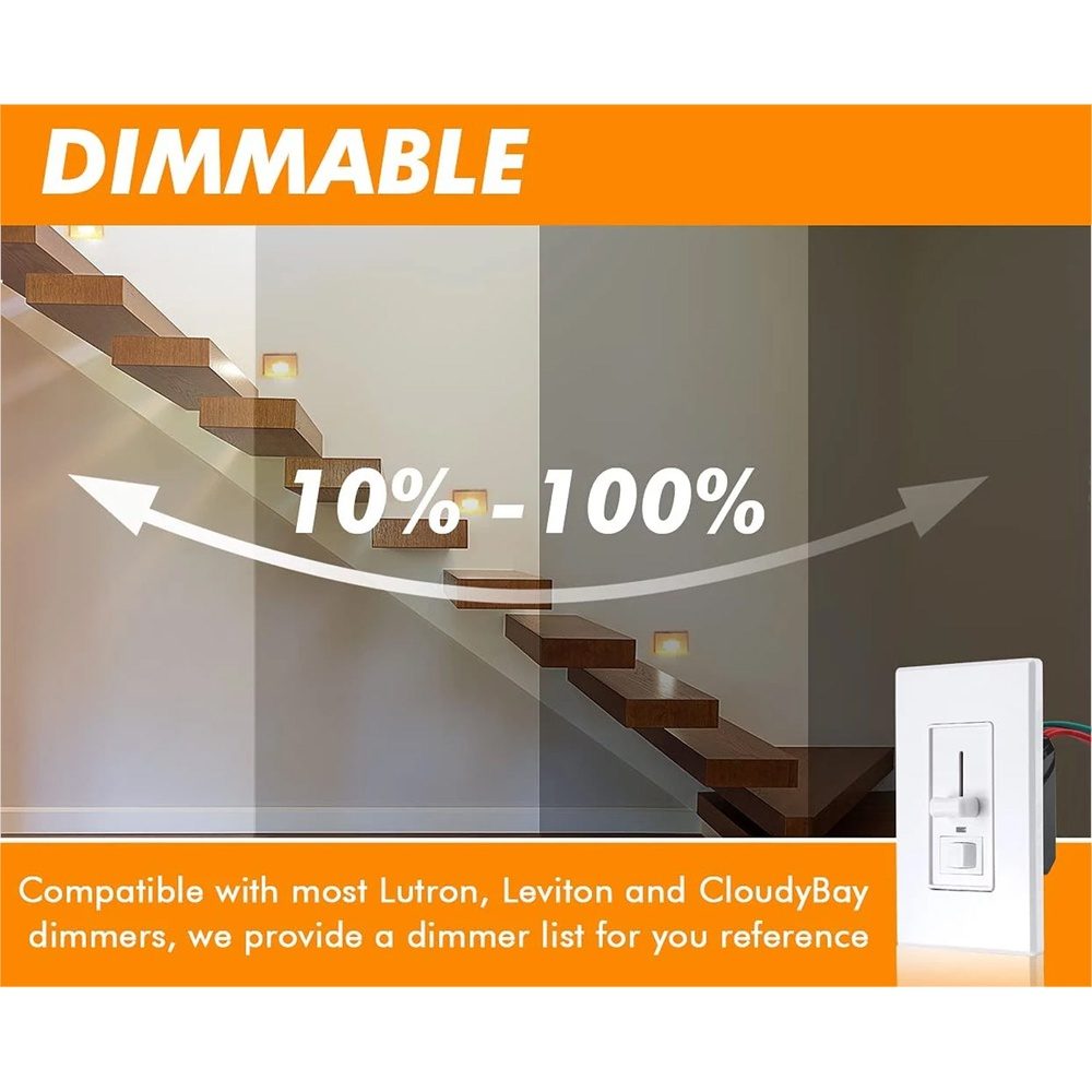 Luminaria LED rectangular para escaleras, horizontal, resistente al agua, 3 W, 3 CCT, STA07