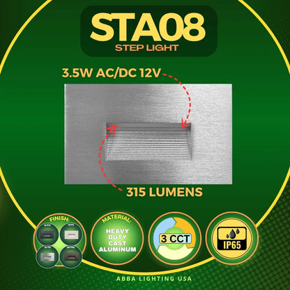 STA08 3.5W 3CCT Rectangular Waterproof Horizontal LED Stair Step Light Fixture