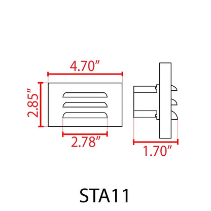 STA11 3.5W rectangulaire étanche horizontale LED étape lumière luminaire mural