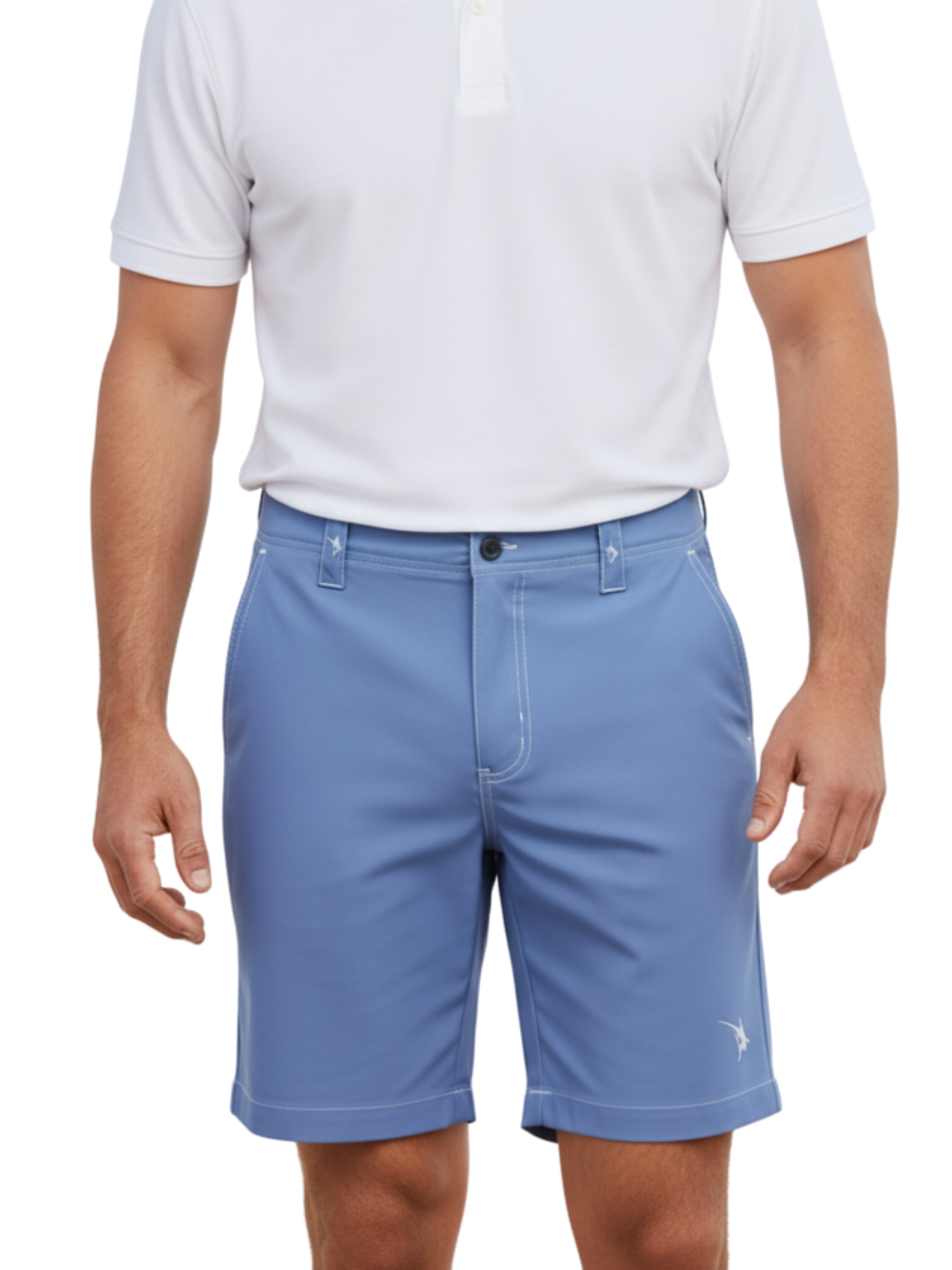 Starboard Shorts, light blue board shorts by White Water Life with logo on Tampa Home & Garden Store