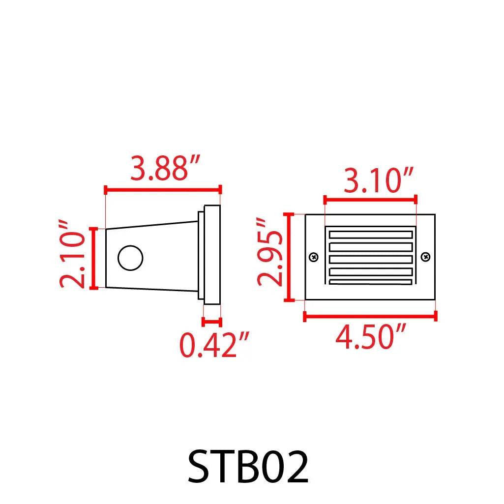 STB02 - Luces LED de ladrillo horizontales impermeables con rejilla de ventilación para iluminación de bordes de escalones