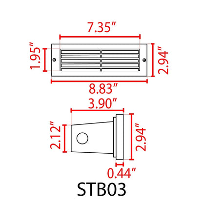 STB03 Louver Horizontal LED Brick Lights Warm White Edge Outdoor Step Light