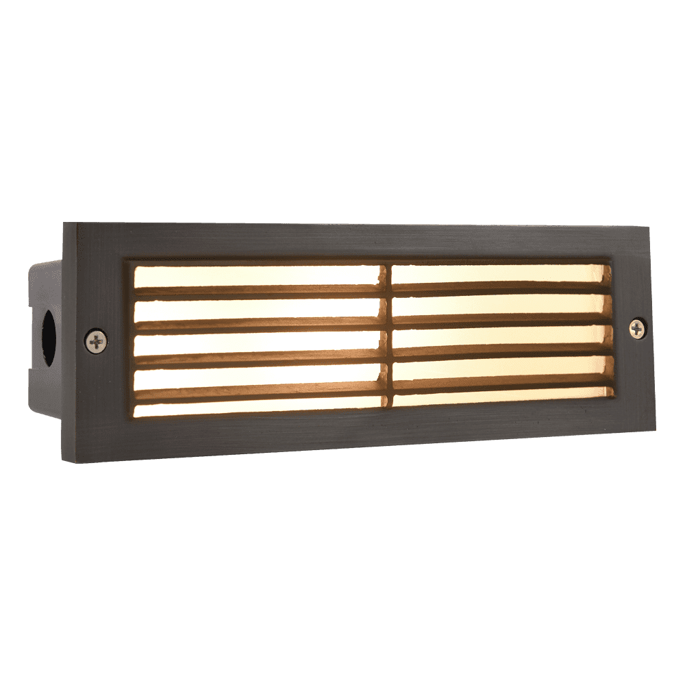 Luces LED tipo ladrillo con rejilla horizontal STB03, luz de paso para exteriores con borde blanco cálido