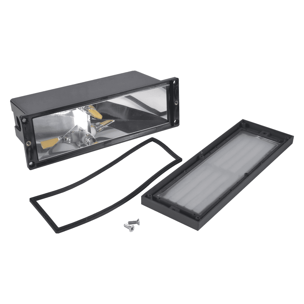 Luces LED tipo ladrillo con rejilla horizontal STB03, luz de paso para exteriores con borde blanco cálido