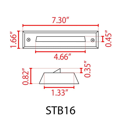 Luz de paso horizontal delgada para interior y exterior de latón fundido con LED STB16 de 2 W para montaje en superficie