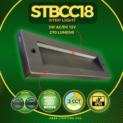 STB18 3W LED Cast Brass Outdoor Horizontal Modern Step Light Low Voltage Lighting