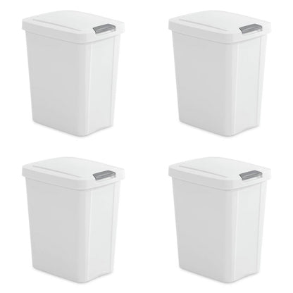Set of 4 - White 8 Gallon Latch Top Kitchen Wastebasket Trash Can