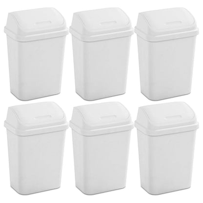 Juego de 6 - Bote de Basura Blanco de 29.5 Litros con Tapa Batiente para Cocina