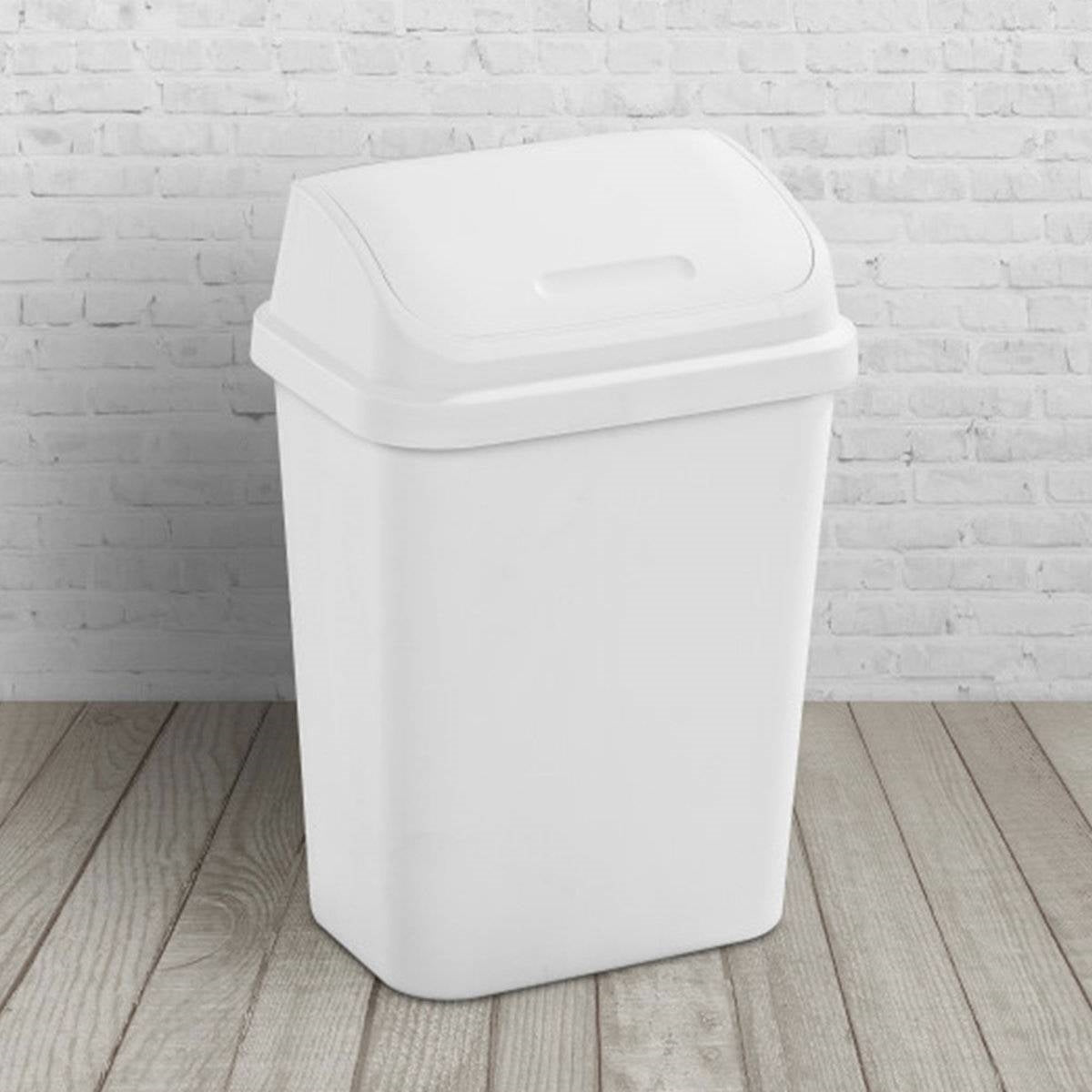 Juego de 6 - Bote de Basura Blanco de 29.5 Litros con Tapa Batiente para Cocina