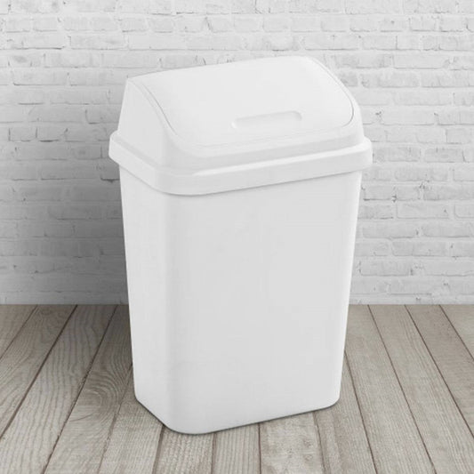 Juego de 6 - Bote de Basura Blanco de 29.5 Litros con Tapa Batiente para Cocina